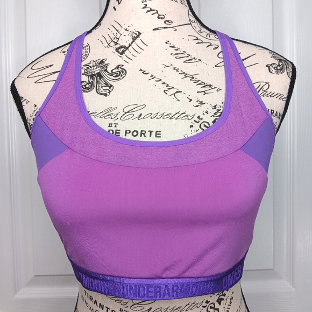 NWOT Under Armour Compression Racerback Sports Bra Size L Purple Activewear Top